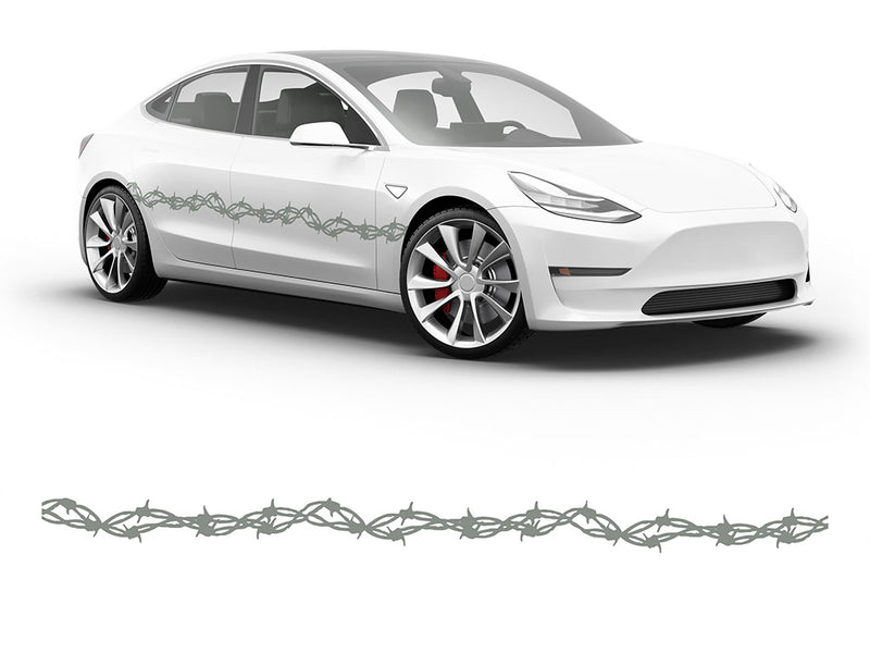 3M Light Gray Barbed Wire Body Graphic~Full Side Auto Decal Kit~0