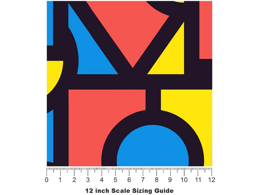 Basic Geometry Abstract Vinyl Film Pattern Size 12 inch Scale~Rwraps Basic Geometry Abstract Sizing Chart~2
