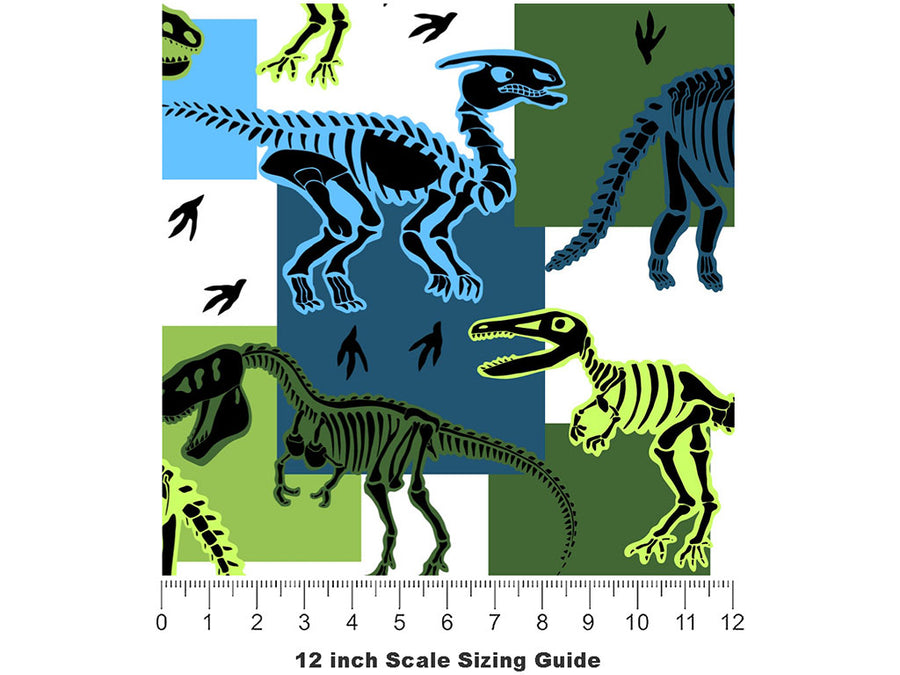 Battered Blues Dinosaur Vinyl Film Pattern Size 12 inch Scale~Rwraps Battered Blues Dinosaur Sizing Chart~2