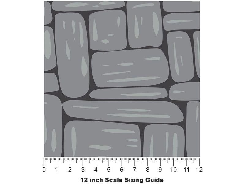 Battleship Grey Brick Vinyl Film Pattern Size 12 inch Scale~Rwraps Battleship Grey Brick Sizing Chart~3