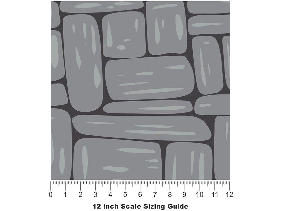 Battleship Grey Brick Vinyl Film Pattern Size 12 inch Scale~Rwraps Battleship Grey Brick Sizing Chart~3