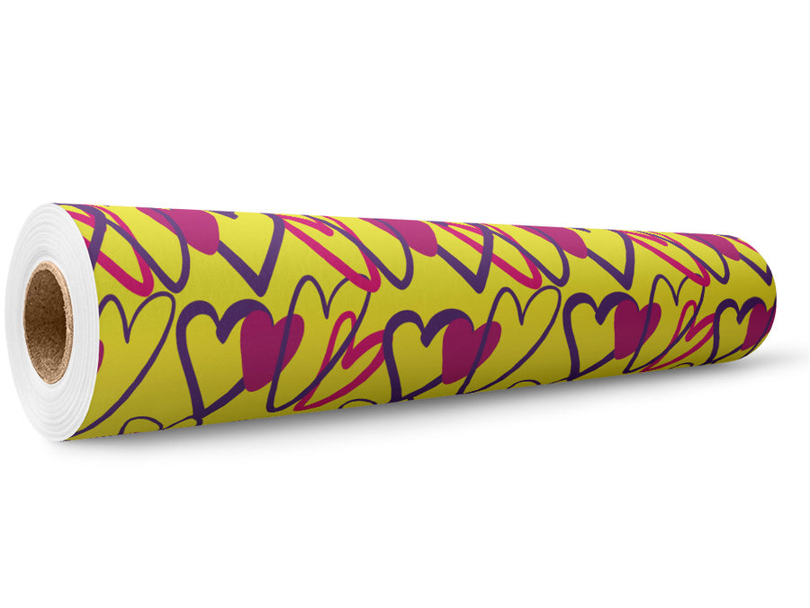 Be Mine Heart Wrap Film Wholesale Roll~Rwraps Series 914 Digitally Printed Vinyl Roll~5