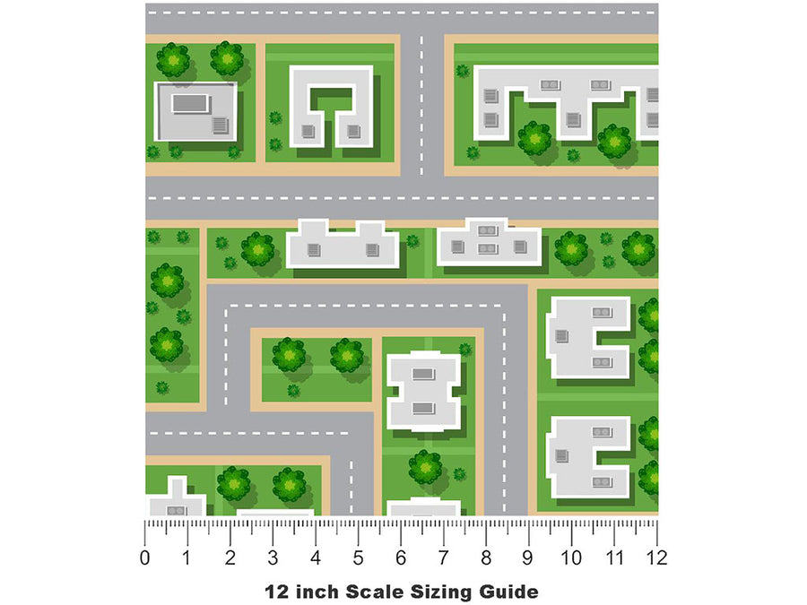 Be Neighborly Cityscape Vinyl Film Pattern Size 12 inch Scale~Rwraps Be Neighborly Cityscape Sizing Chart~3