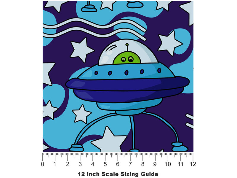 Beamed Up Science Fiction Vinyl Film Pattern Size 12 inch Scale~Rwraps Beamed Up Science Fiction Sizing Chart~2