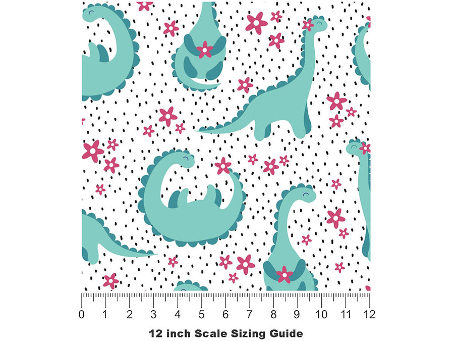 Beaming Brontosaurs Dinosaur Vinyl Film Pattern Size 12 inch Scale~Rwraps Beaming Brontosaurs Dinosaur Sizing Chart~2