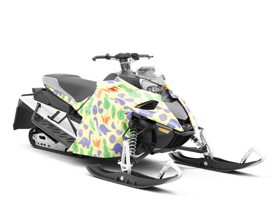 Beatific Brontosaurs Dinosaur Custom Wrapped Snowmobile