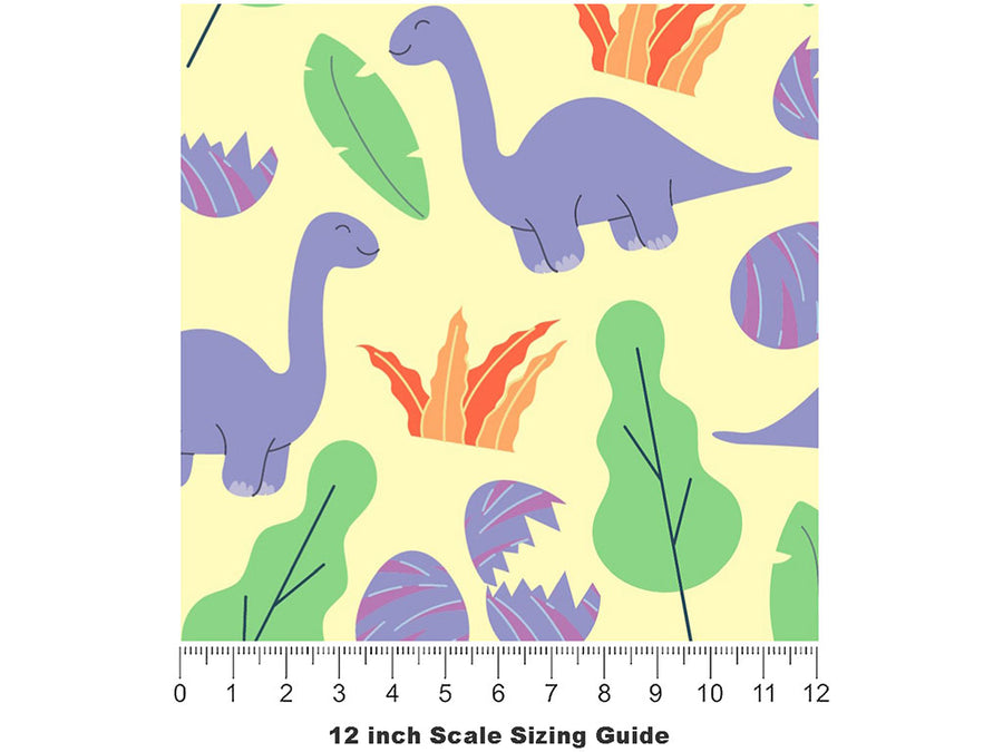 Beatific Brontosaurs Dinosaur Vinyl Film Pattern Size 12 inch Scale~Rwraps Beatific Brontosaurs Dinosaur Sizing Chart~2