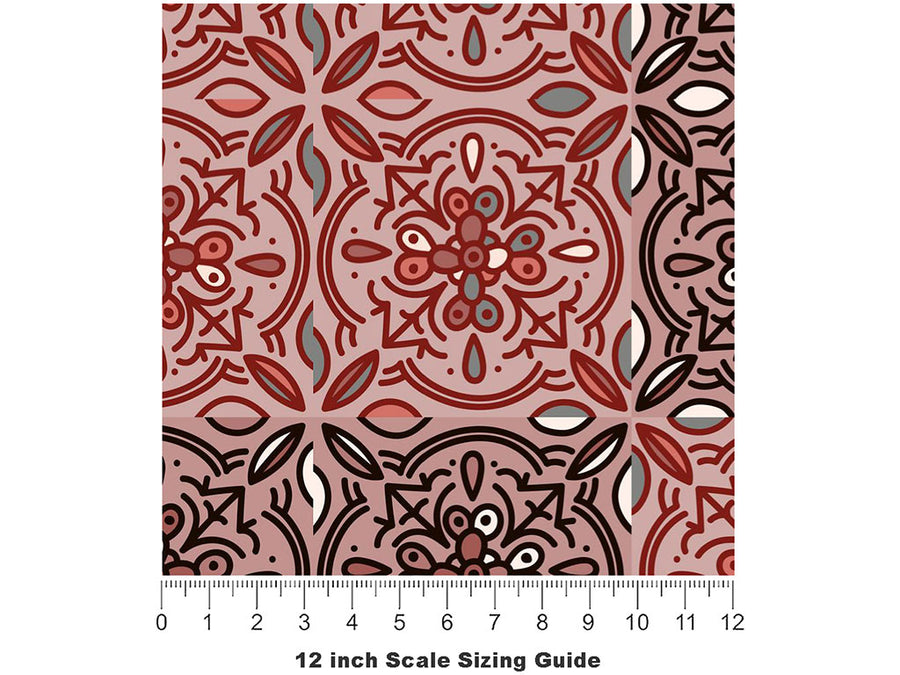Begonia Tile Vinyl Film Pattern Size 12 inch Scale~Rwraps Begonia Tile Sizing Chart~3