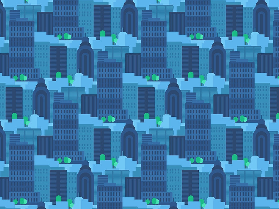 Big City Blues Cityscape Vinyl Wrap Pattern~Rwraps Series 914 Digitally Printed Vinyl Wrap~0