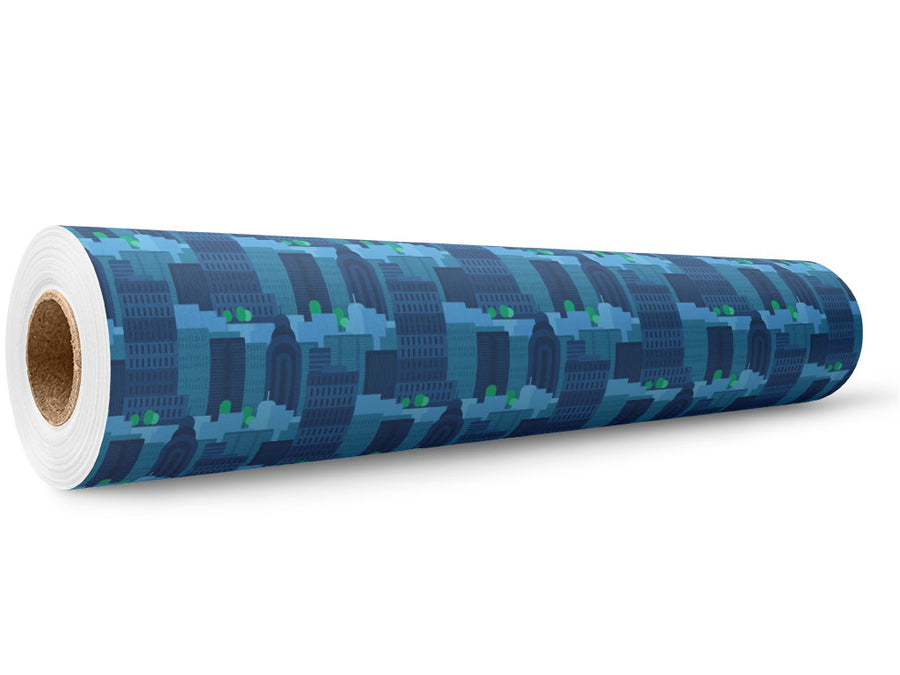 Big City Blues Cityscape Wrap Film Wholesale Roll~Rwraps Series 914 Digitally Printed Vinyl Roll~5