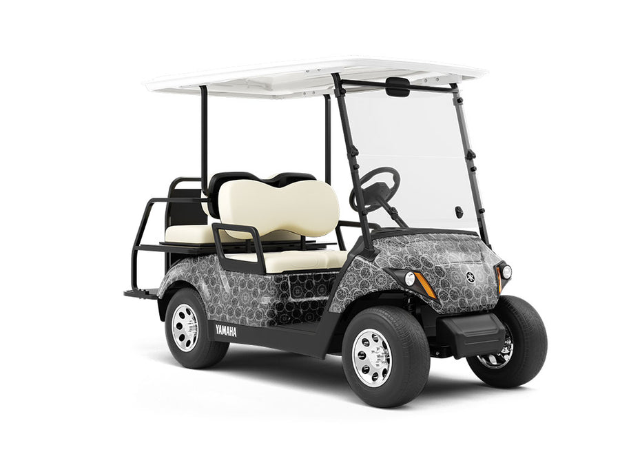 Black Alchemy Mandala Wrapped Golf Cart