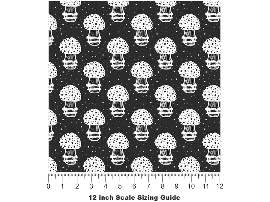 Black Amanita Mushroom Vinyl Film Pattern Size 12 inch Scale~Rwraps Black Amanita Mushroom Sizing Chart~2