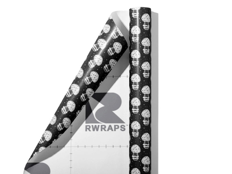 Black Amanita Mushroom Wrap Film Sheets~Rwraps Series 914 Black Amanita Mushroom Scrolled Sheet~3