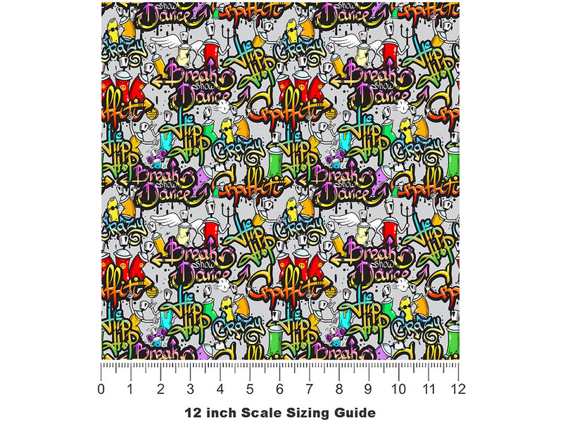 Black Book Graffiti Vinyl Film Pattern Size 12 inch Scale~Rwraps Black Book Graffiti Sizing Chart~2