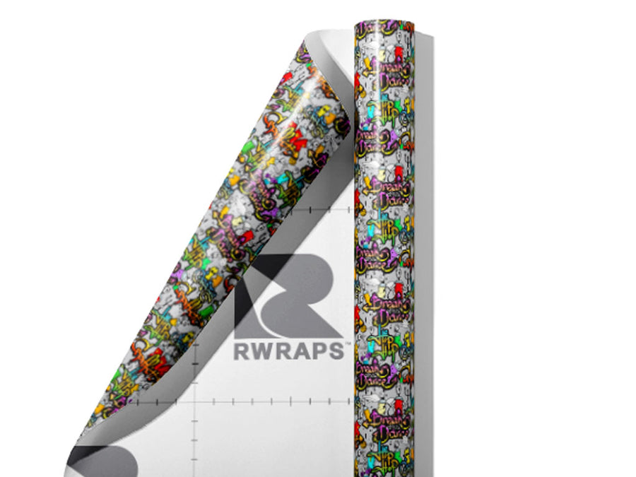 Black Book Graffiti Wrap Film Sheets~Rwraps Series 914 Black Book Graffiti Scrolled Sheet~3