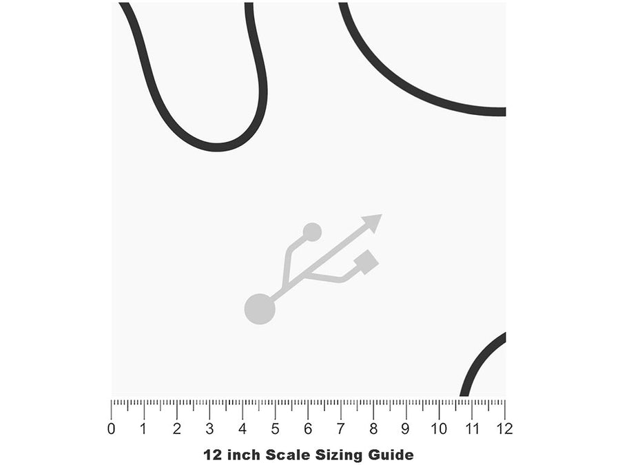 Black Cords Technology Vinyl Film Pattern Size 12 inch Scale~Rwraps Black Cords Technology Sizing Chart~3