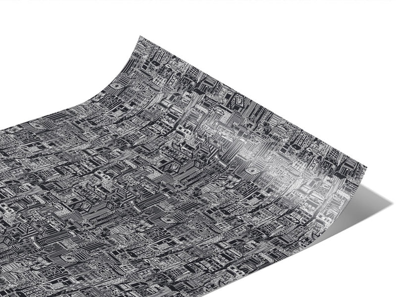 Black Downtown Cityscape Vinyl Wraps~Rwraps Series 914 Digitally Printed Vinyl Wrap~1