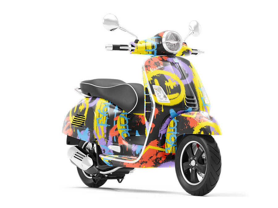 Black Evolution Graffiti Vespa Scooter Wrap Film