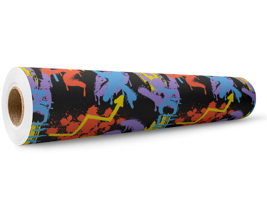Black Evolution Graffiti Wrap Film Wholesale Roll~Rwraps Series 914 Digitally Printed Vinyl Roll~5
