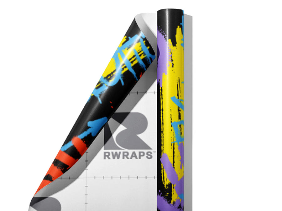 Black Evolution Graffiti Wrap Film Sheets~Rwraps Series 914 Black Evolution Graffiti Scrolled Sheet~4
