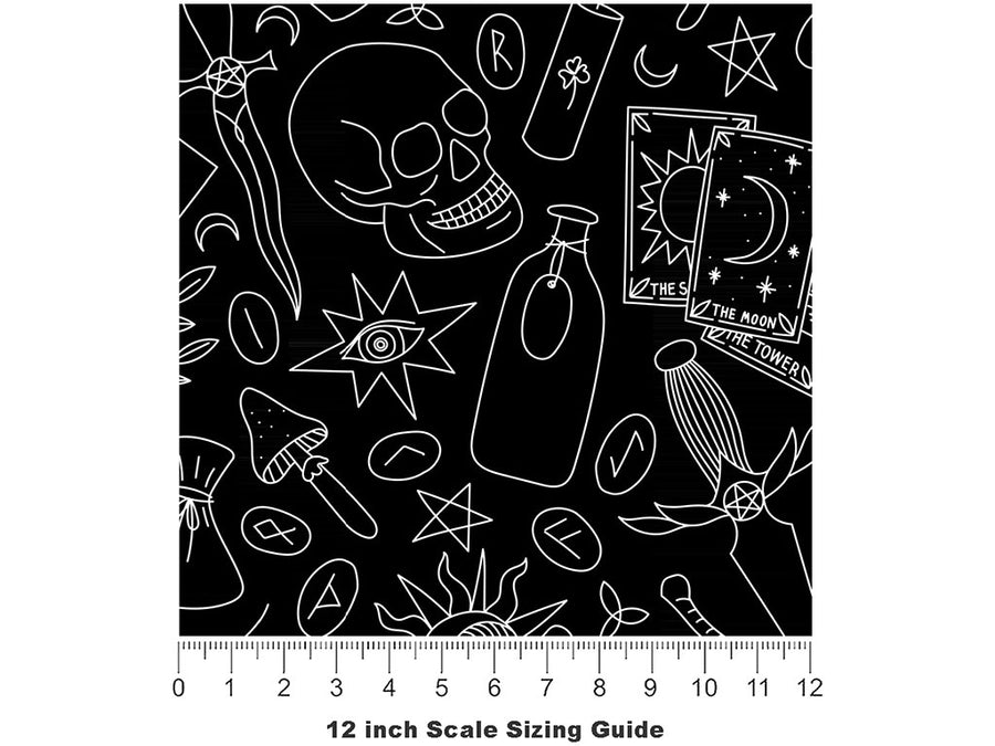 Black Magic Witch Vinyl Film Pattern Size 12 inch Scale~Rwraps Black Magic Witch Sizing Chart~2