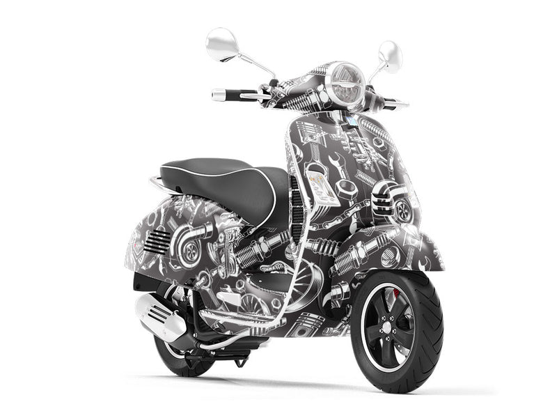 Black Motor Cars Vespa Scooter Wrap Film
