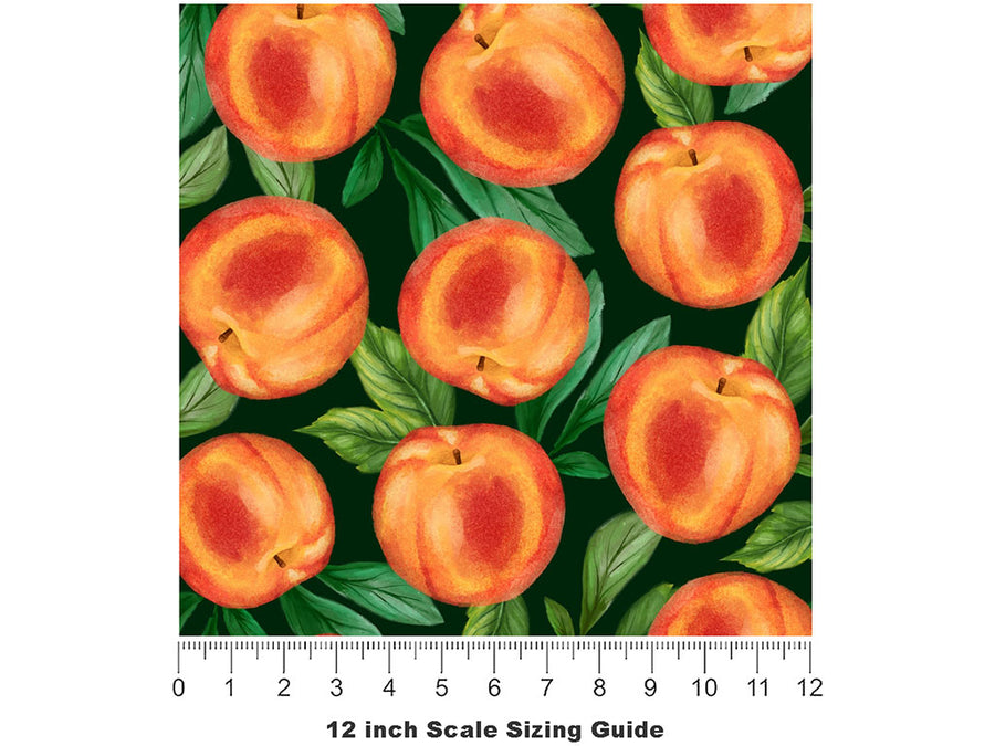 Black Peachy Keen Fruit Vinyl Film Pattern Size 12 inch Scale~Rwraps Black Peachy Keen Fruit Sizing Chart~2