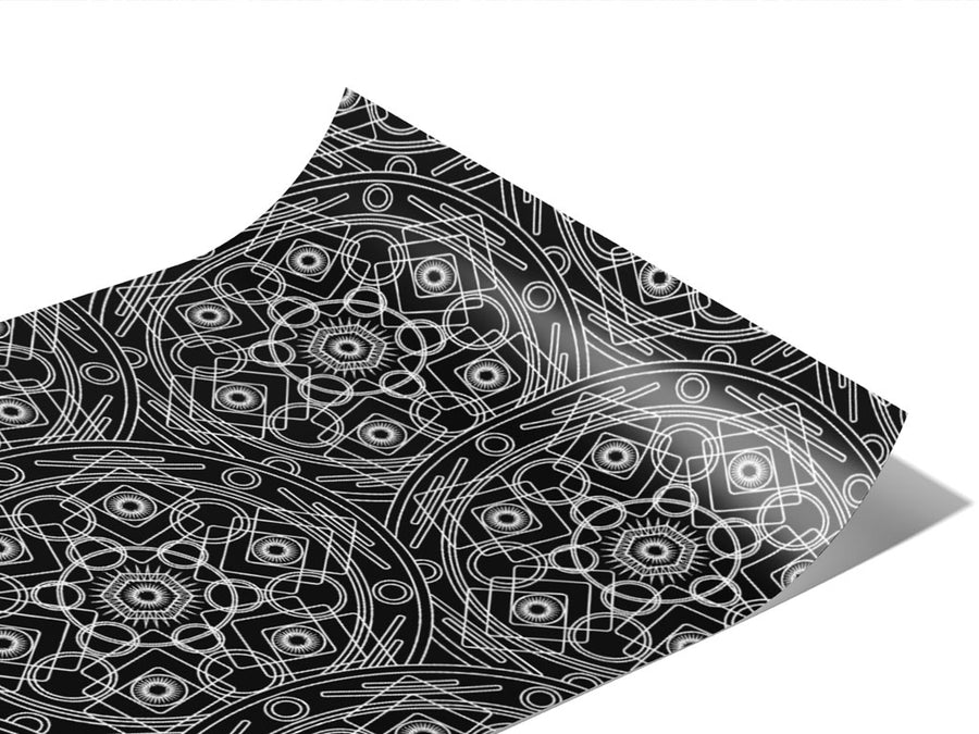 Black Polygons Mandala Vinyl Wraps~Rwraps Series 914 Digitally Printed Vinyl Wrap~0