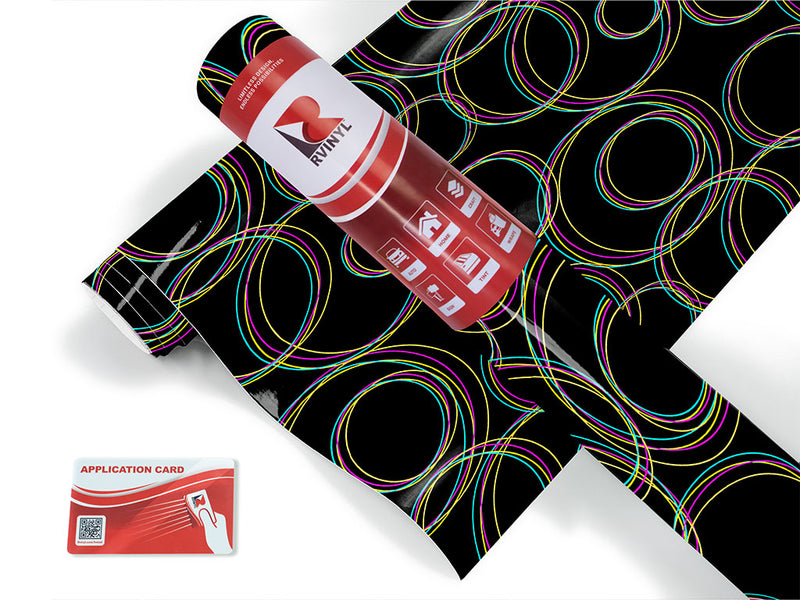 black rainbow abstract geometric Craft Vinyl Roll