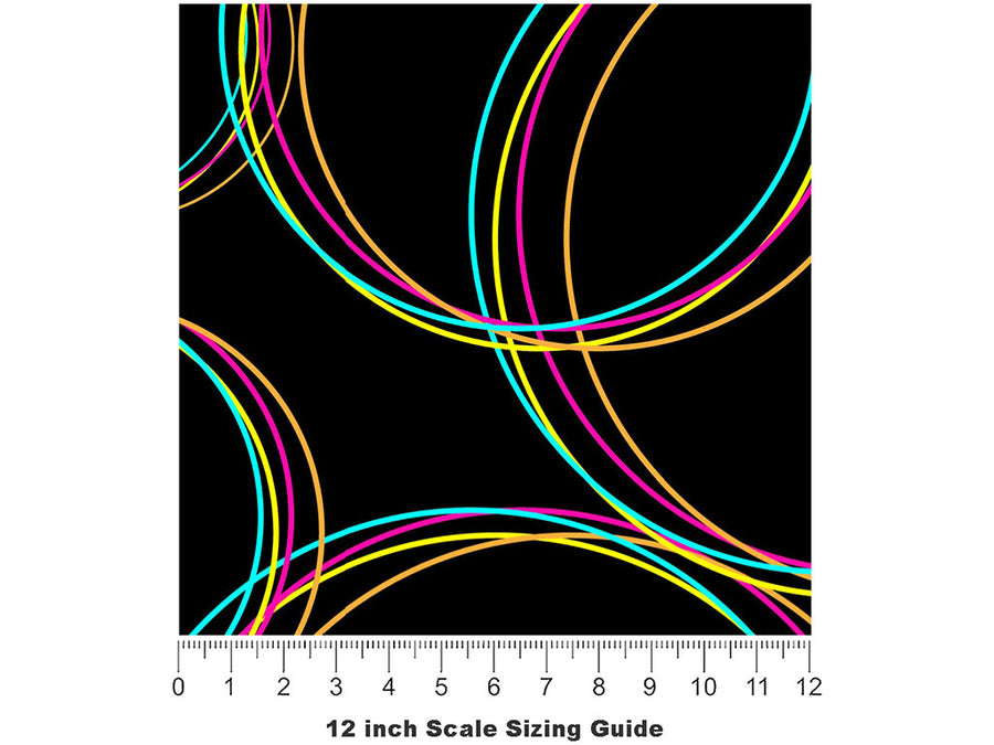 Black Rainbow Abstract Vinyl Film Pattern Size 12 inch Scale~Rwraps Black Rainbow Abstract Sizing Chart~2