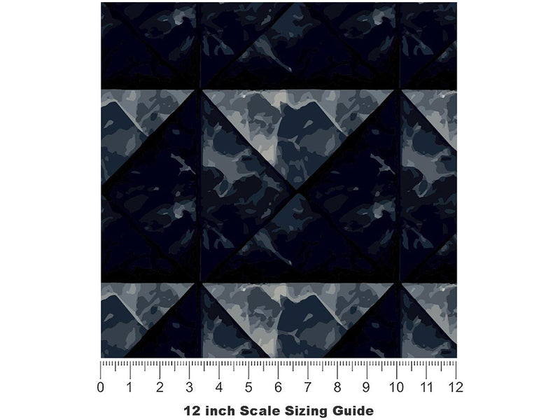 Black Square Tile Vinyl Film Pattern Size 12 inch Scale~Rwraps Black Square Tile Sizing Chart~3