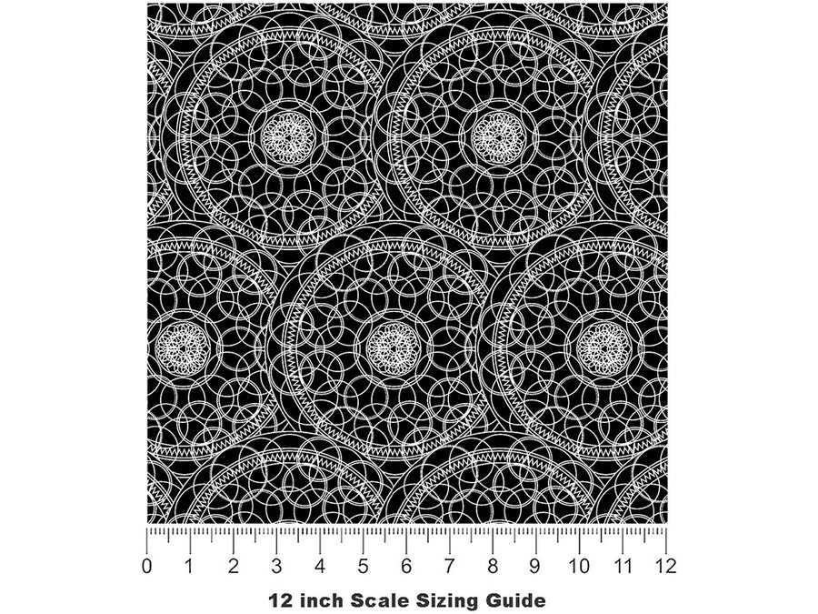 Black Venn Mandala Vinyl Film Pattern Size 12 inch Scale~Rwraps Black Venn Mandala Sizing Chart~2