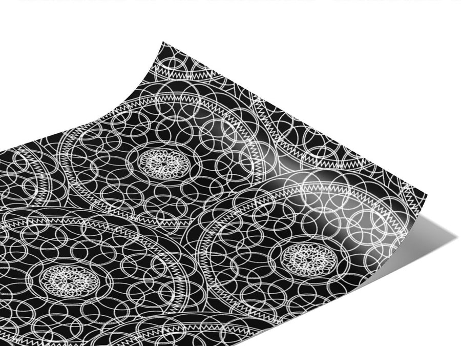 Black Venn Mandala Vinyl Wraps~Rwraps Series 914 Digitally Printed Vinyl Wrap~0