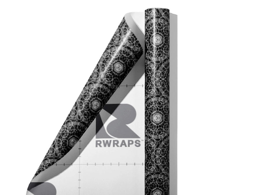 Black Venn Mandala Wrap Film Sheets~Rwraps Series 914 Black Venn Mandala Scrolled Sheet~3