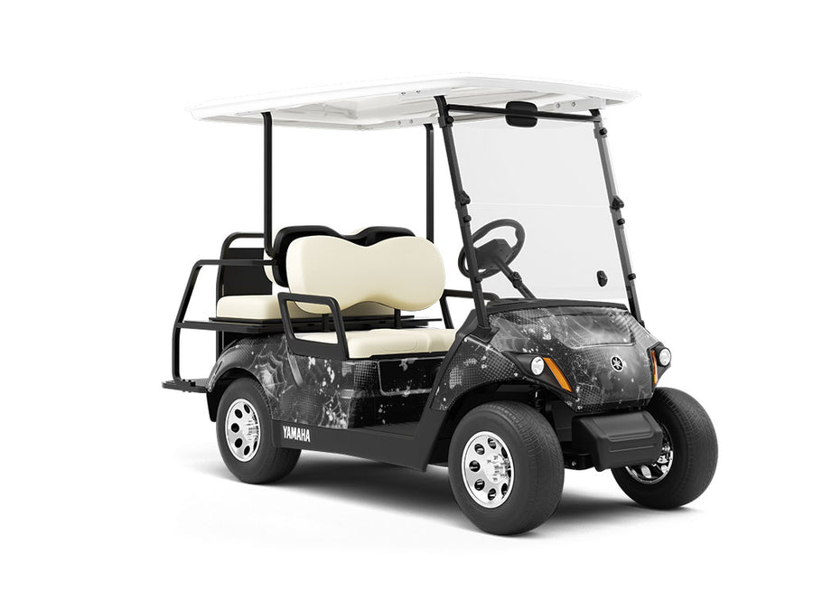 Black Webs Graffiti Wrapped Golf Cart