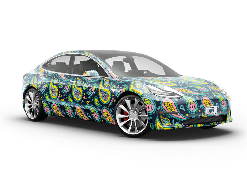 Blacklight Buds Paisley Vehicle Vinyl Wrap
