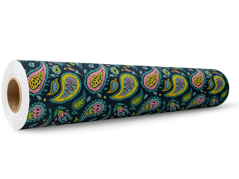 Blacklight Buds Paisley Wrap Film Wholesale Roll~Rwraps Series 914 Digitally Printed Vinyl Roll~5