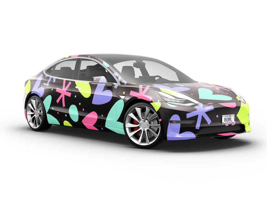 Blazing Fireworks Heart Vehicle Vinyl Wrap