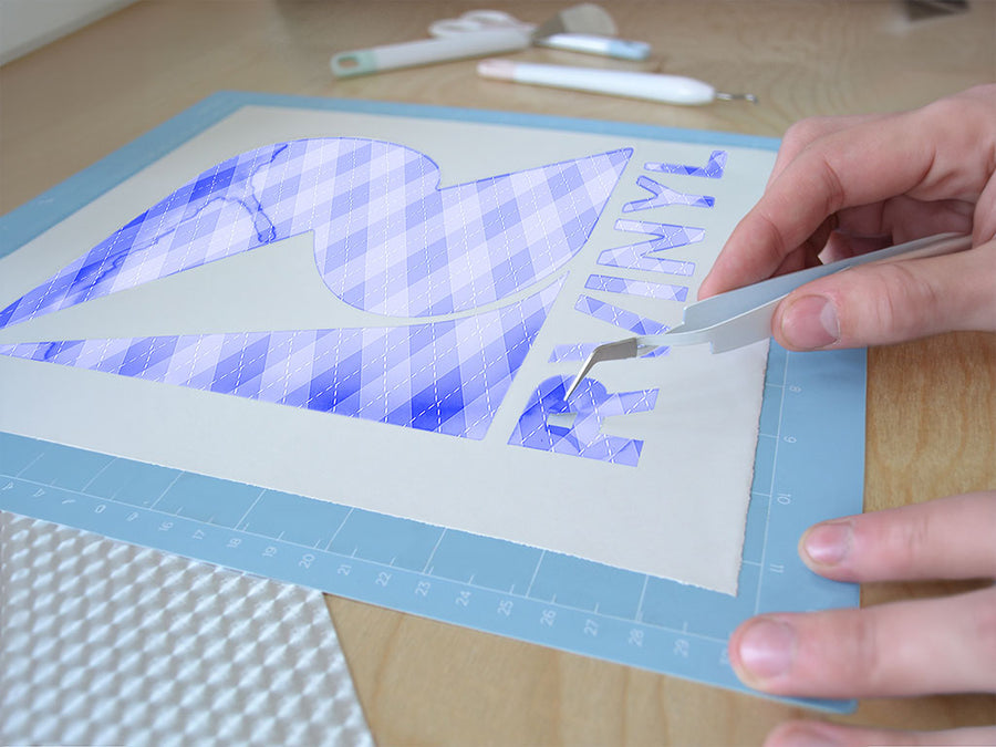 blooming periwinkle argyle Easy Weed Craft Vinyl
