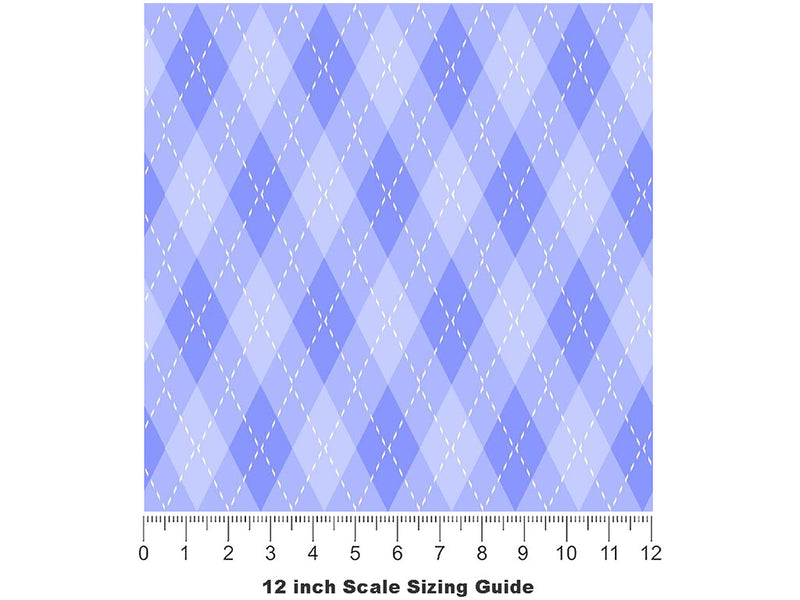 Blooming Periwinkle Argyle Vinyl Film Pattern Size 12 inch Scale~Rwraps Blooming Periwinkle Argyle Sizing Chart~2