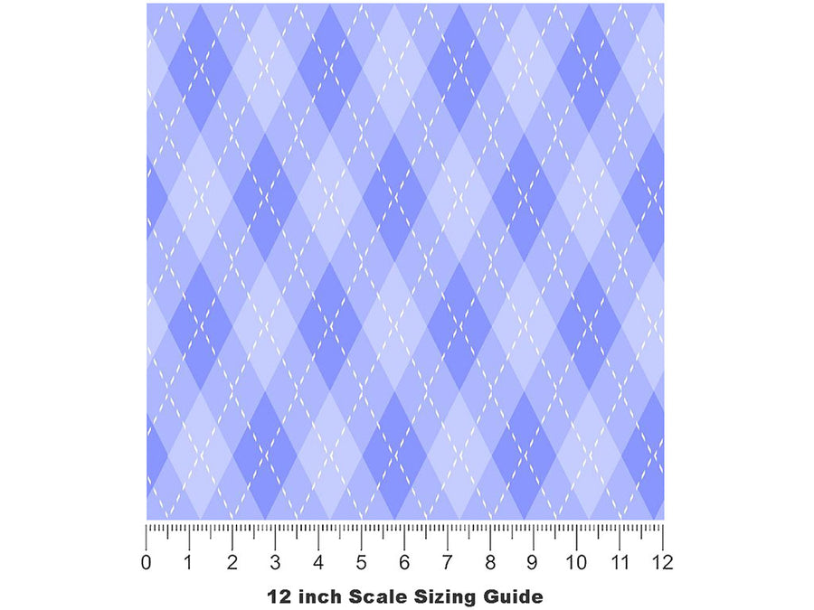 Blooming Periwinkle Argyle Vinyl Film Pattern Size 12 inch Scale~Rwraps Blooming Periwinkle Argyle Sizing Chart~2