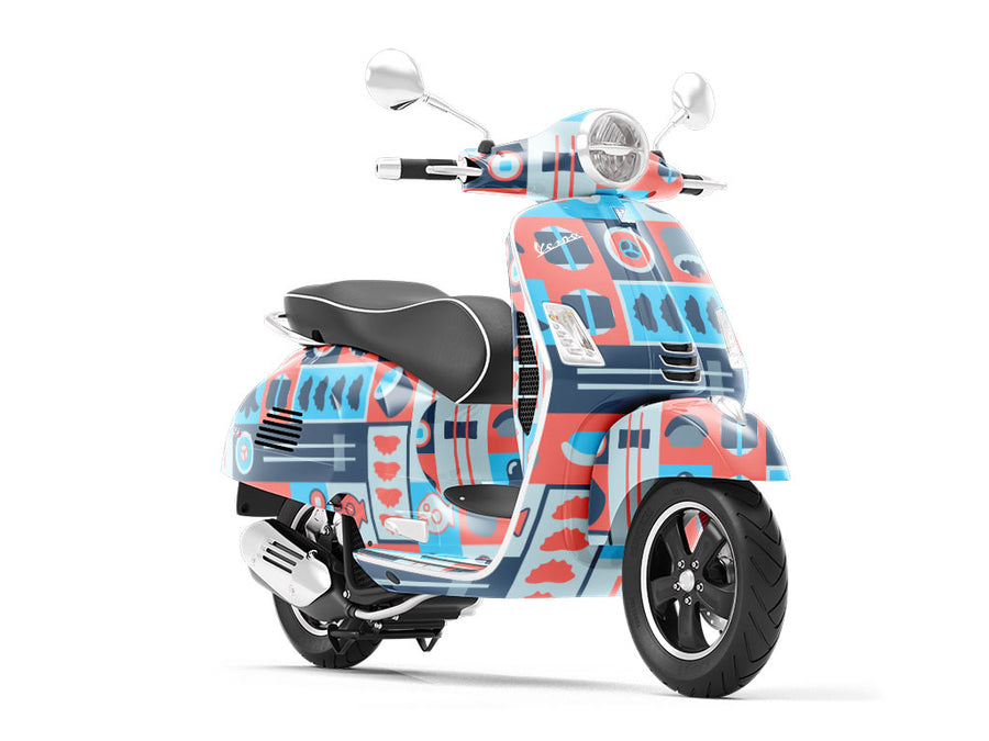 Blue Chopsticks Food Vespa Scooter Wrap Film
