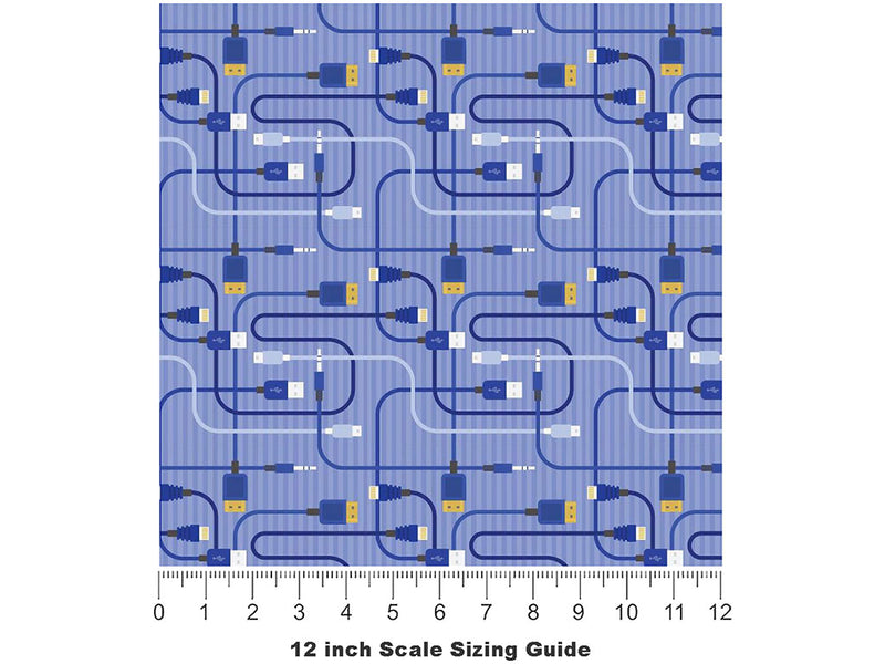 Blue Cords Technology Vinyl Film Pattern Size 12 inch Scale~Rwraps Blue Cords Technology Sizing Chart~3