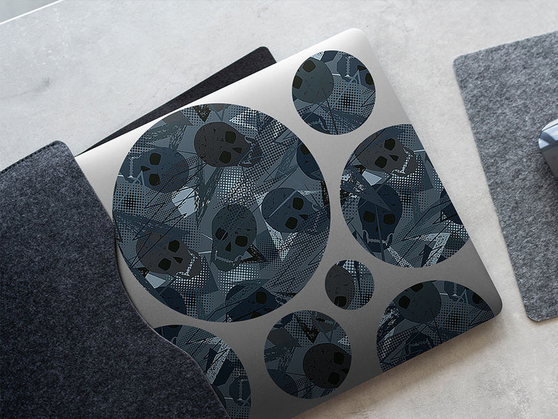 blue decomposition skull and bones DIY Laptop Stickers