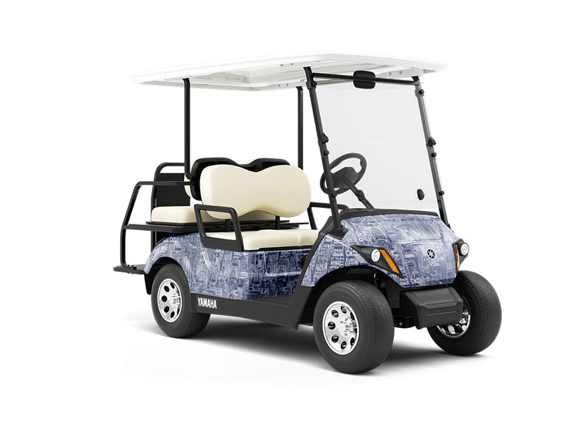 Blue Downtown Cityscape Wrapped Golf Cart