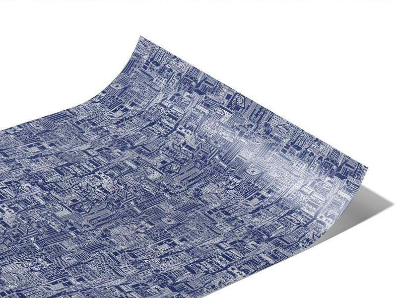 Blue Downtown Cityscape Vinyl Wraps~Rwraps Series 914 Digitally Printed Vinyl Wrap~1