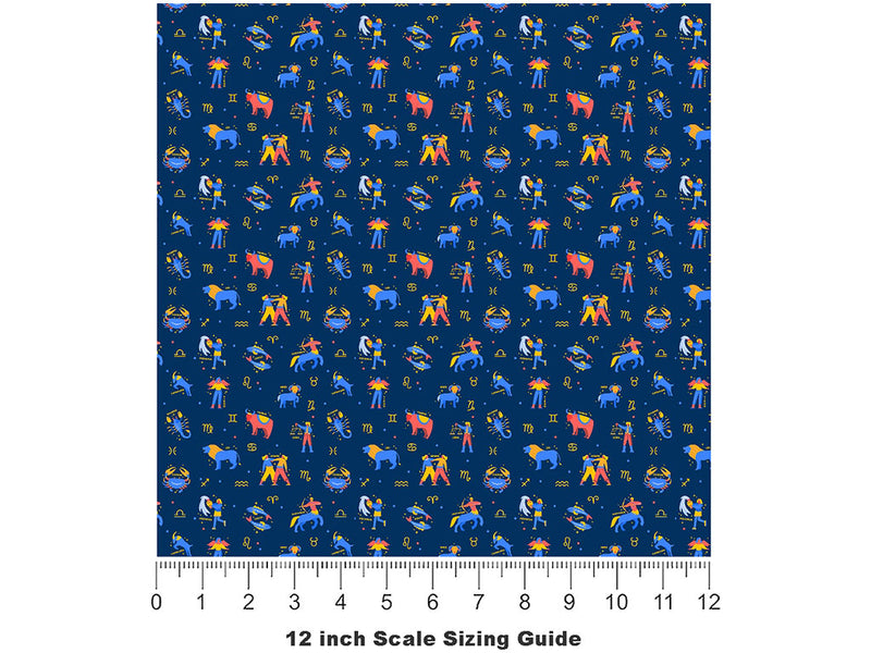 Blue Friends Astrology Vinyl Film Pattern Size 12 inch Scale~Rwraps Blue Friends Astrology Sizing Chart~2