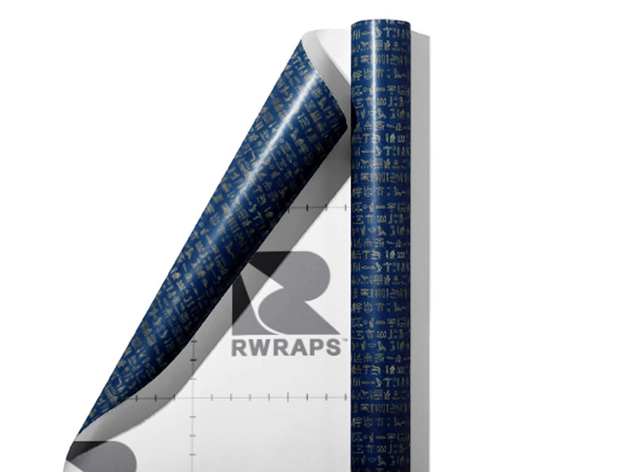 Blue Hieroglyphs Egyptian Wrap Film Sheets~Rwraps Series 914 Blue Hieroglyphs Egyptian Scrolled Sheet~3