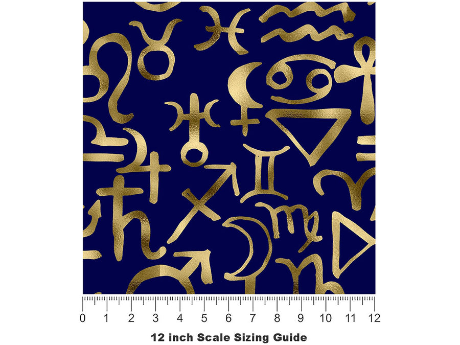 Blue Horoscopes Astrology Vinyl Film Pattern Size 12 inch Scale~Rwraps Blue Horoscopes Astrology Sizing Chart~2