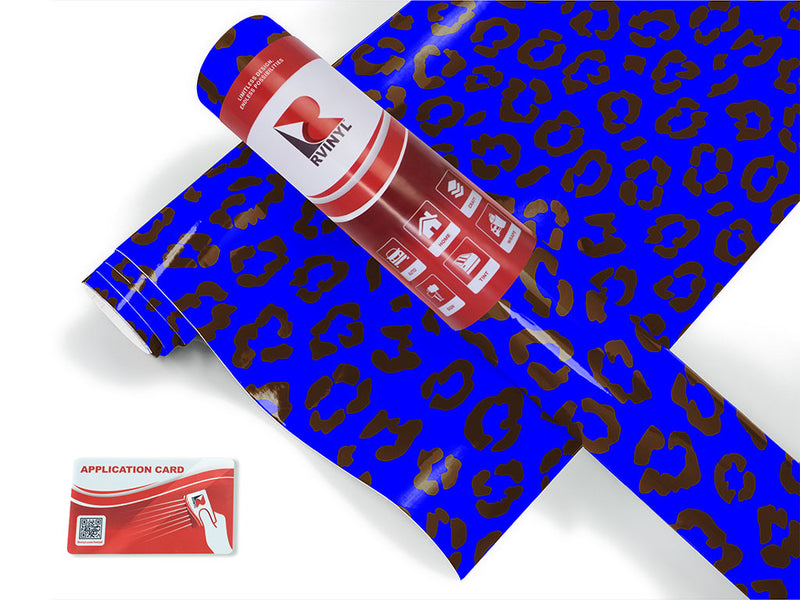 blue leopard animal print Craft Vinyl Roll
